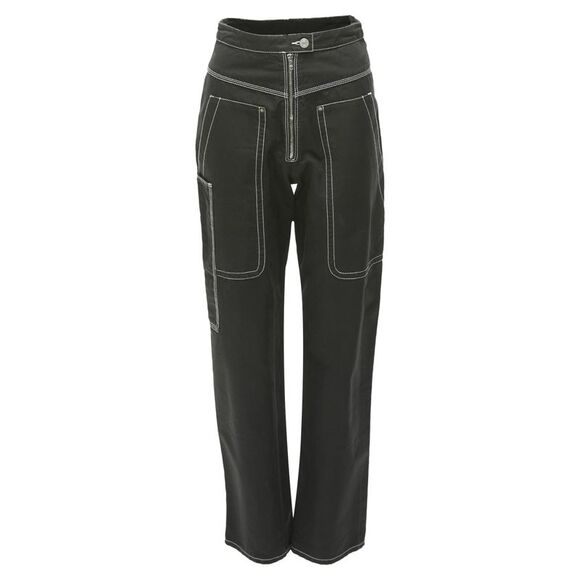 Isabel Marant Cotton Topstitch Pocketed Carpenter Pants